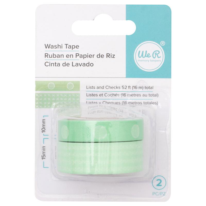 Washi Check Mint 2 Pcs -DESENLİ BANT