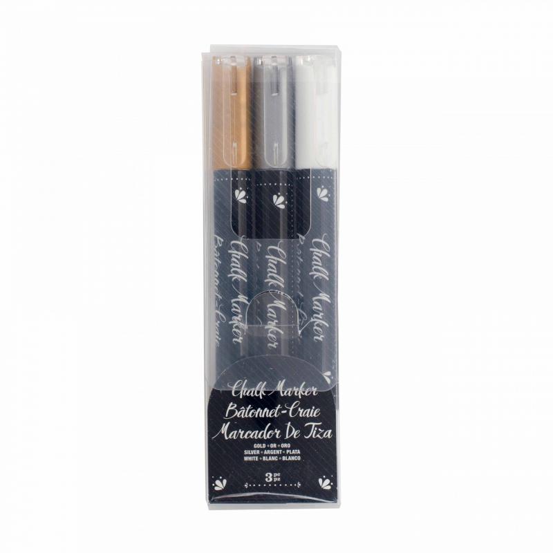 Erase Chalk Marker Gold Silver White 3 Pc  - TEBEŞİR KALEM