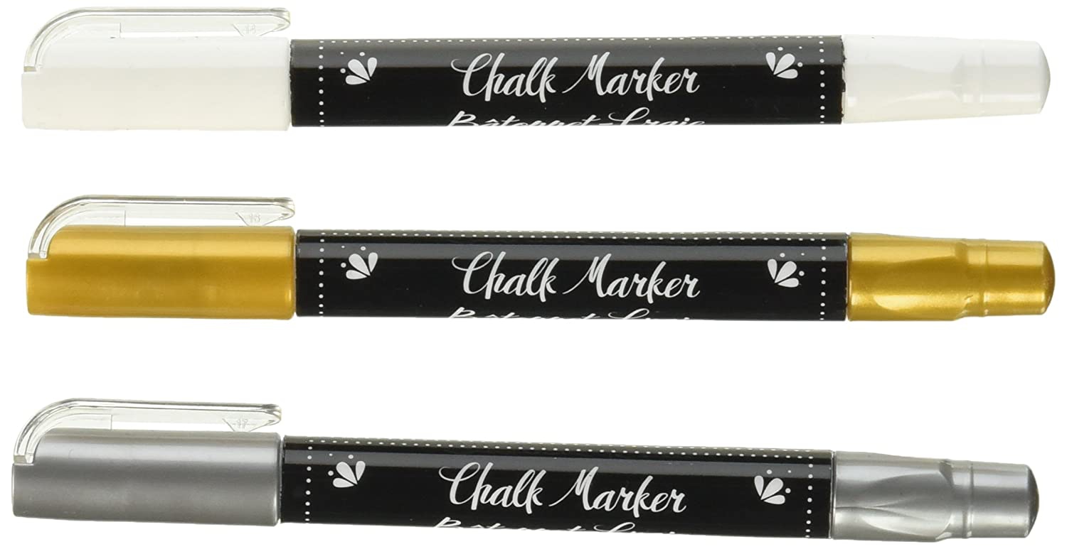 Erase Chalk Marker Gold Silver White 3 Pc  - TEBEŞİR KALEM